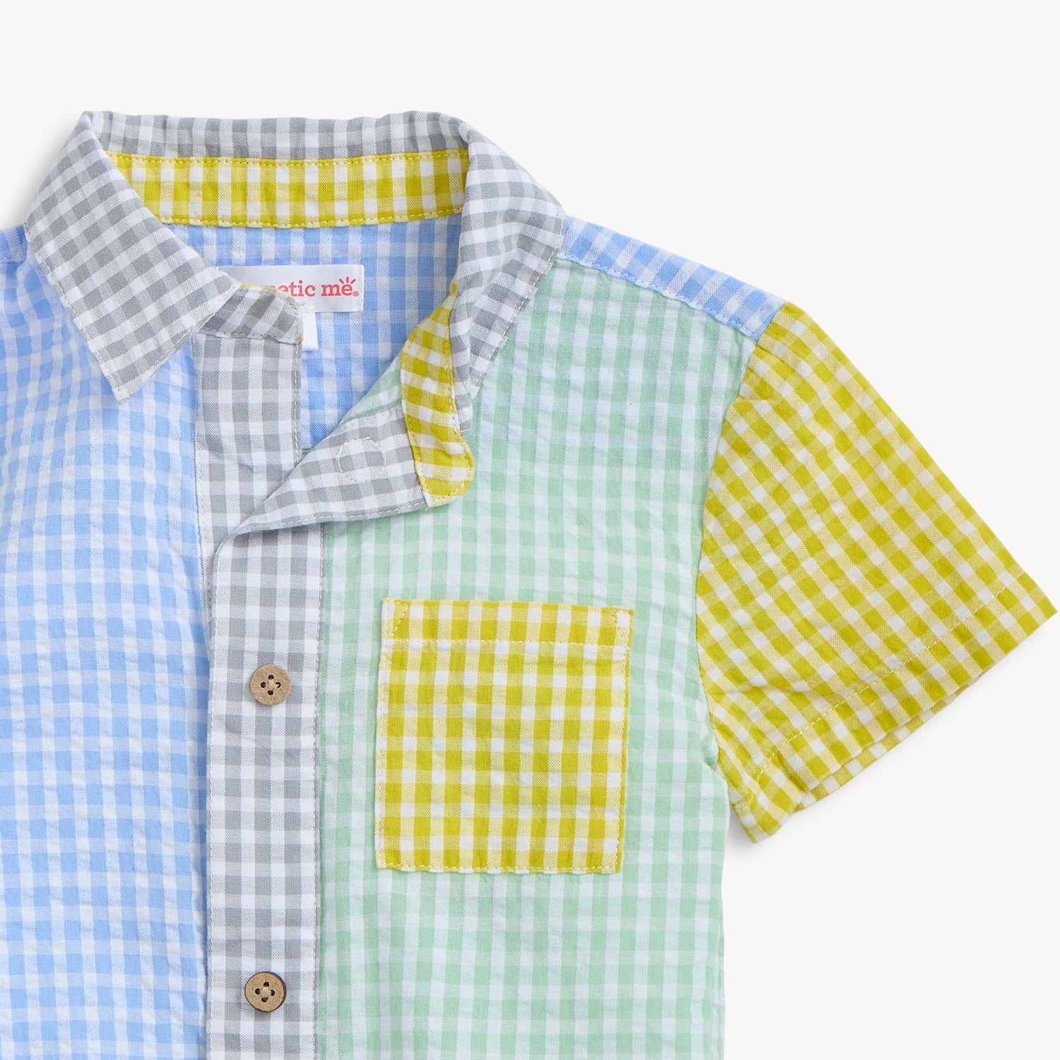 Woven Collar Shirt & Short Set (Multi Gingham)