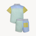 Woven Collar Shirt & Short Set (Multi Gingham)