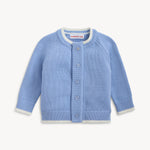 Crew Neck Cardigan with Tipping (Light Blue)