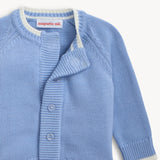 Crew Neck Cardigan with Tipping (Light Blue)