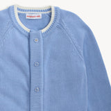 Crew Neck Cardigan with Tipping (Light Blue)