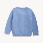 Crew Neck Cardigan with Tipping (Light Blue)
