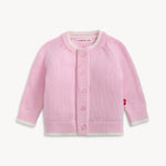 Crew Neck Cardigan with Tipping (Pink)