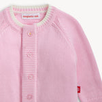 Crew Neck Cardigan with Tipping (Pink)