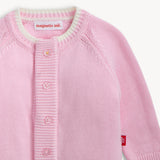 Crew Neck Cardigan with Tipping (Pink)