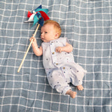 Sleeveless Pant Romper (Seersucker Stripe Stars)
