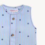 Sleeveless Pant Romper (Seersucker Stripe Stars)