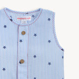 Sleeveless Pant Romper (Seersucker Stripe Stars)