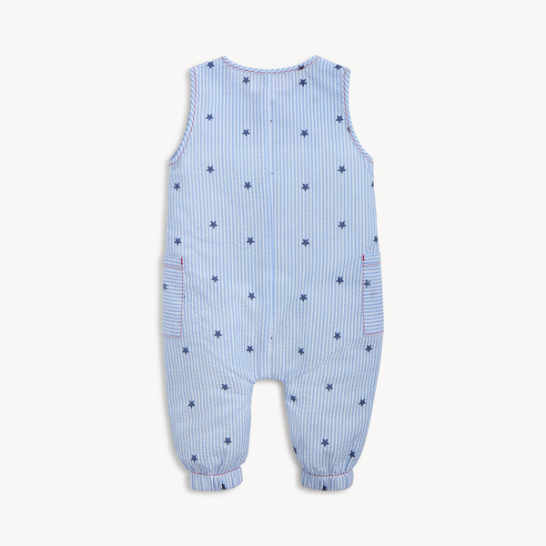 Sleeveless Pant Romper (Seersucker Stripe Stars)