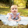 Flutter Sleeve Romper (Seersucker Stripe)
