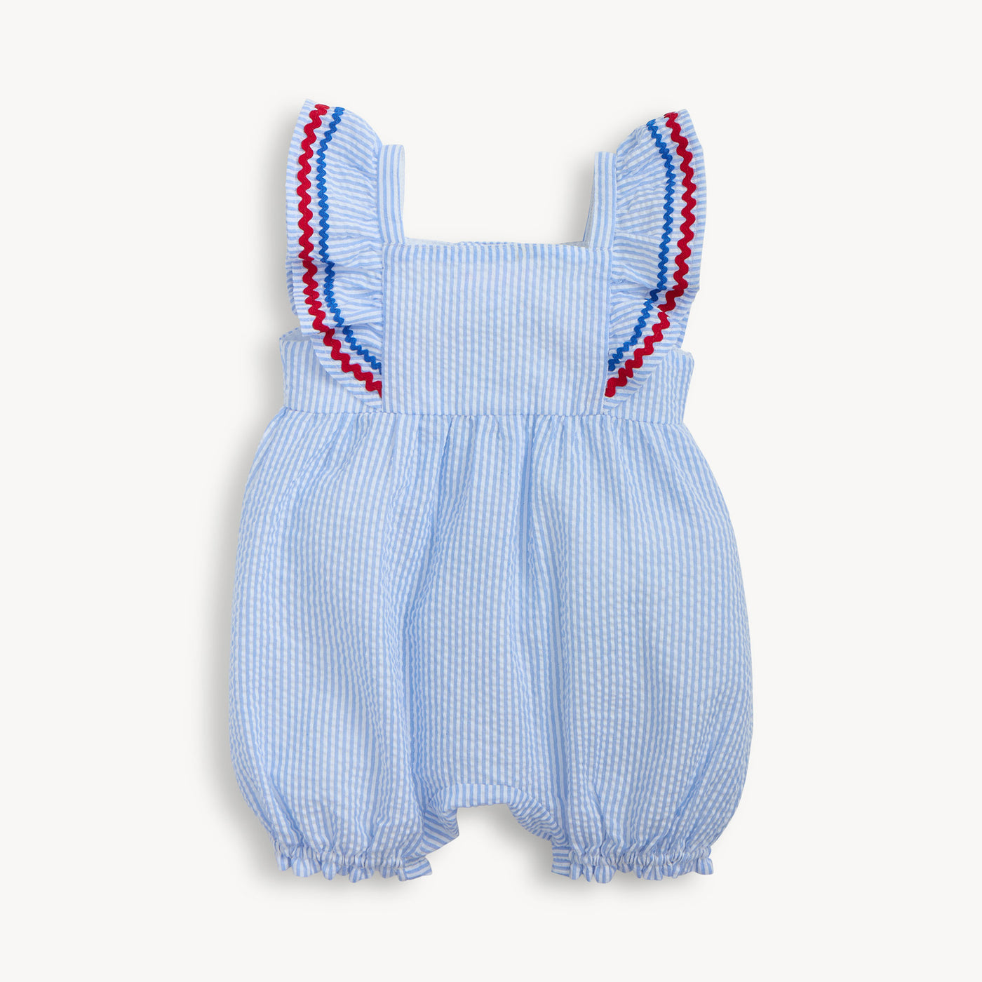 Flutter Sleeve Romper (Seersucker Stripe)
