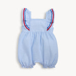 Flutter Sleeve Romper (Seersucker Stripe)