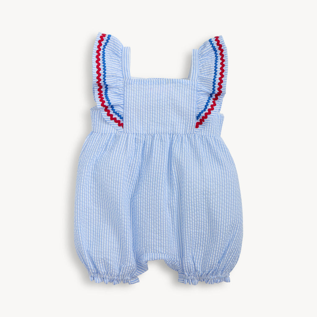Flutter Sleeve Romper (Seersucker Stripe)
