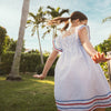 Flutter Sleeve Dress (Seersucker Stripe)