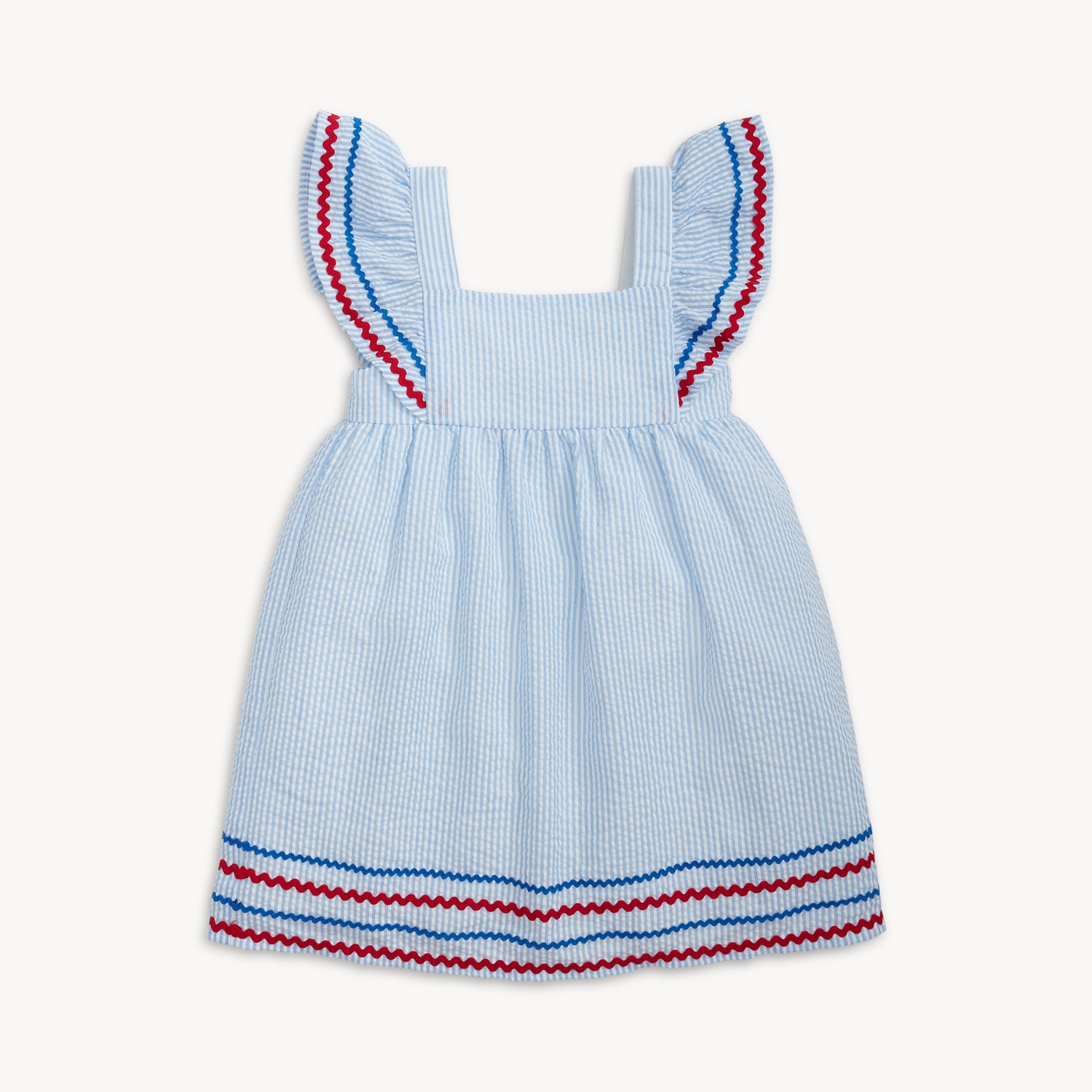 Flutter Sleeve Dress (Seersucker Stripe)