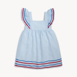 Flutter Sleeve Dress (Seersucker Stripe)