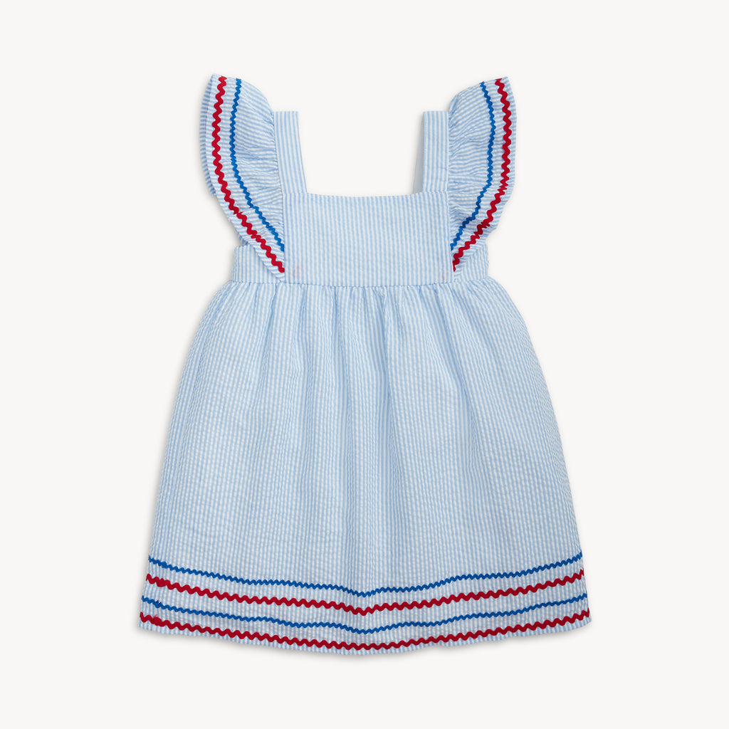 Flutter Sleeve Dress (Seersucker Stripe)