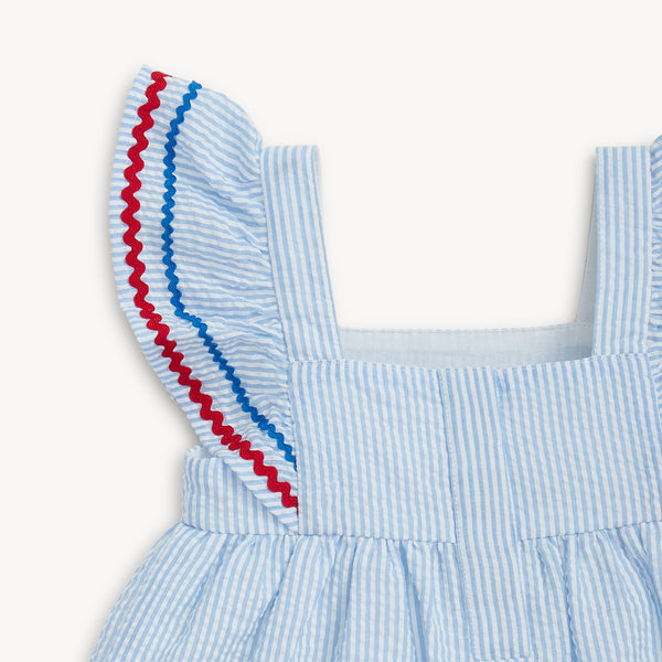 Flutter Sleeve Dress (Seersucker Stripe)