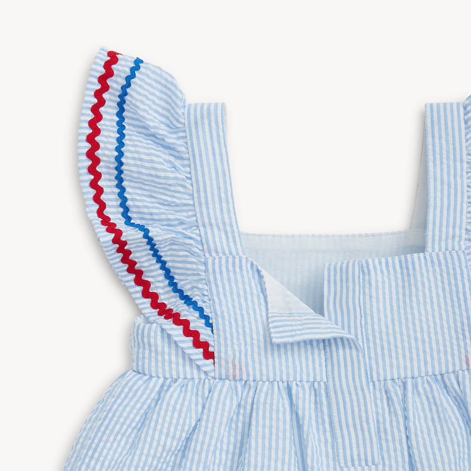 Flutter Sleeve Dress (Seersucker Stripe)