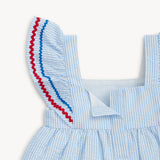 Flutter Sleeve Dress (Seersucker Stripe)