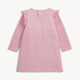 Fidget Pocket Long Sleeve Ruffle Dress (Pink)