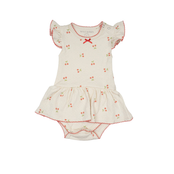 Pointelle Skirt Onesie (Cherries)