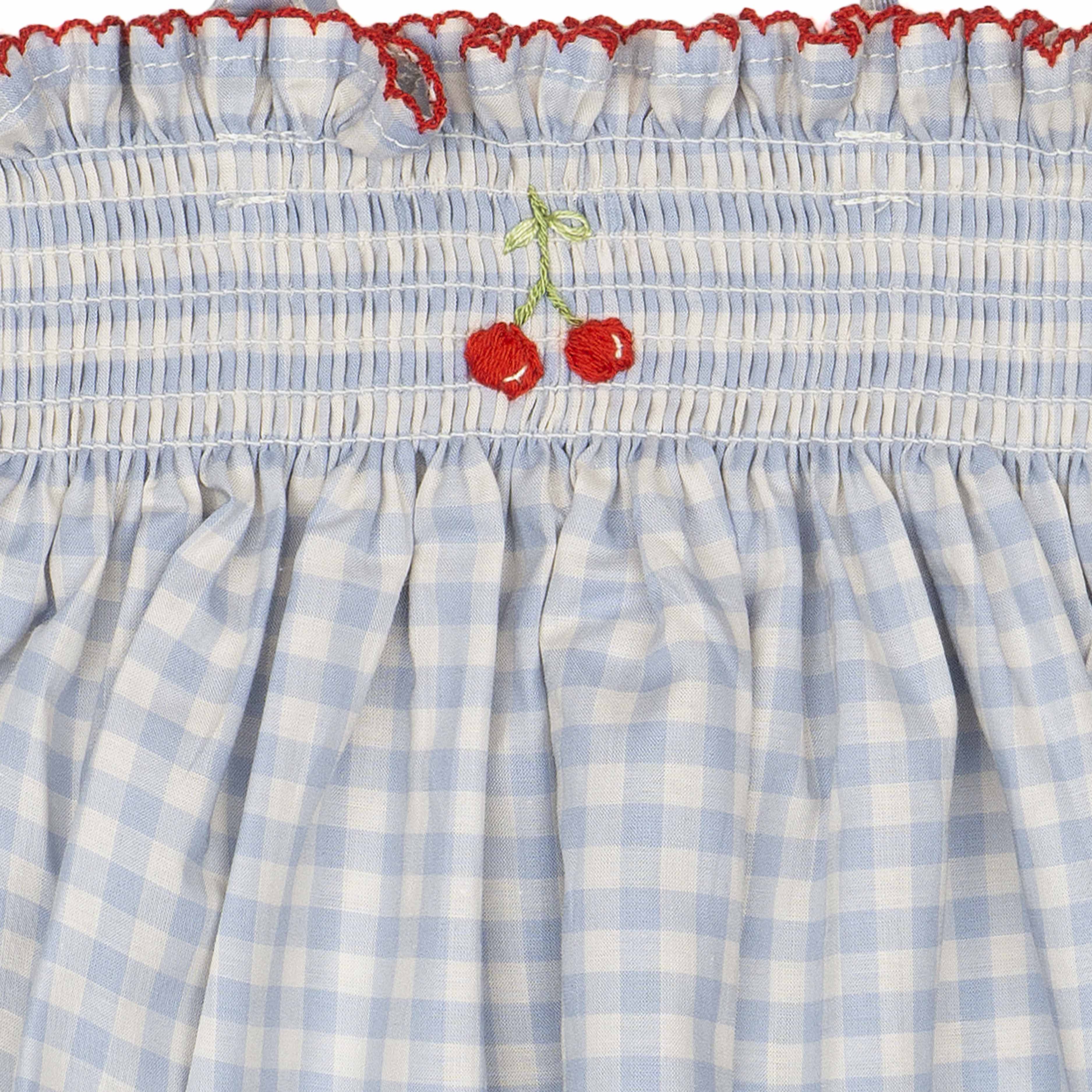 Ruffle Pant Set (Blue Gingham/Cherry)