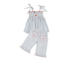 Ruffle Pant Set (Blue Gingham/Cherry)