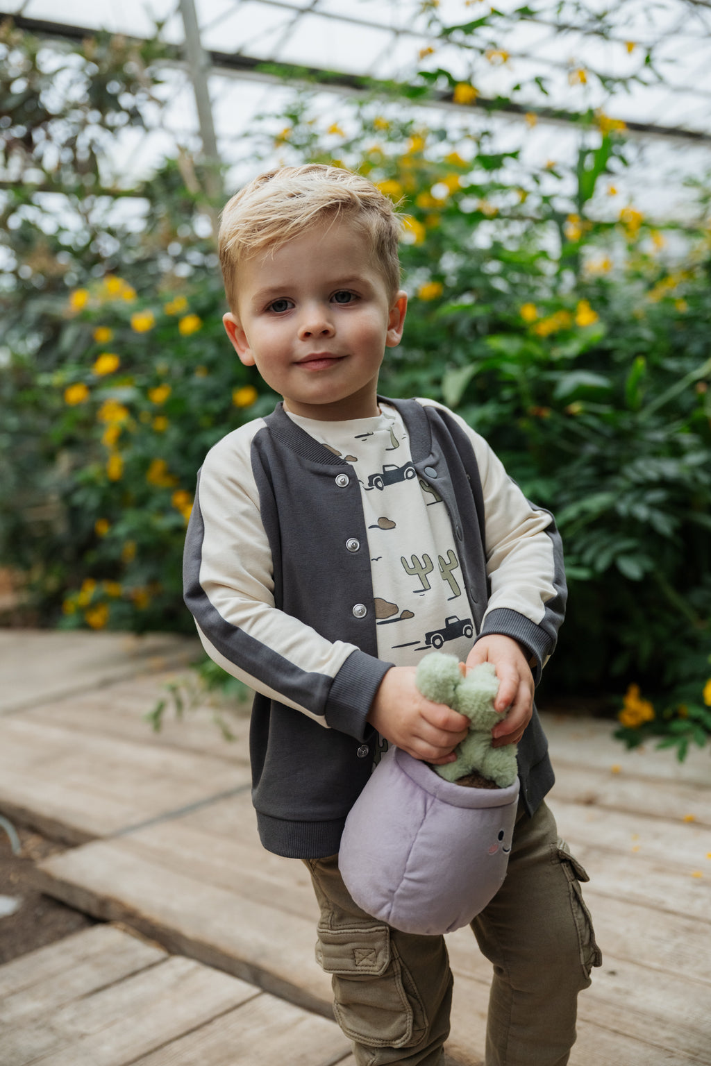Baby Boys Short Sleeve Cactus T-Shirt (Off White)