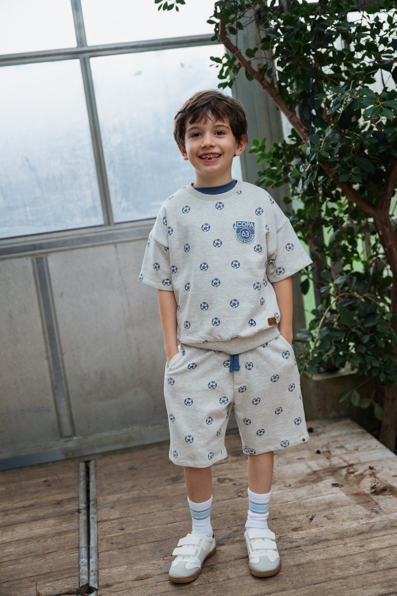 Boys Relaxed Fit Sweatshorts (Soccer Balls)