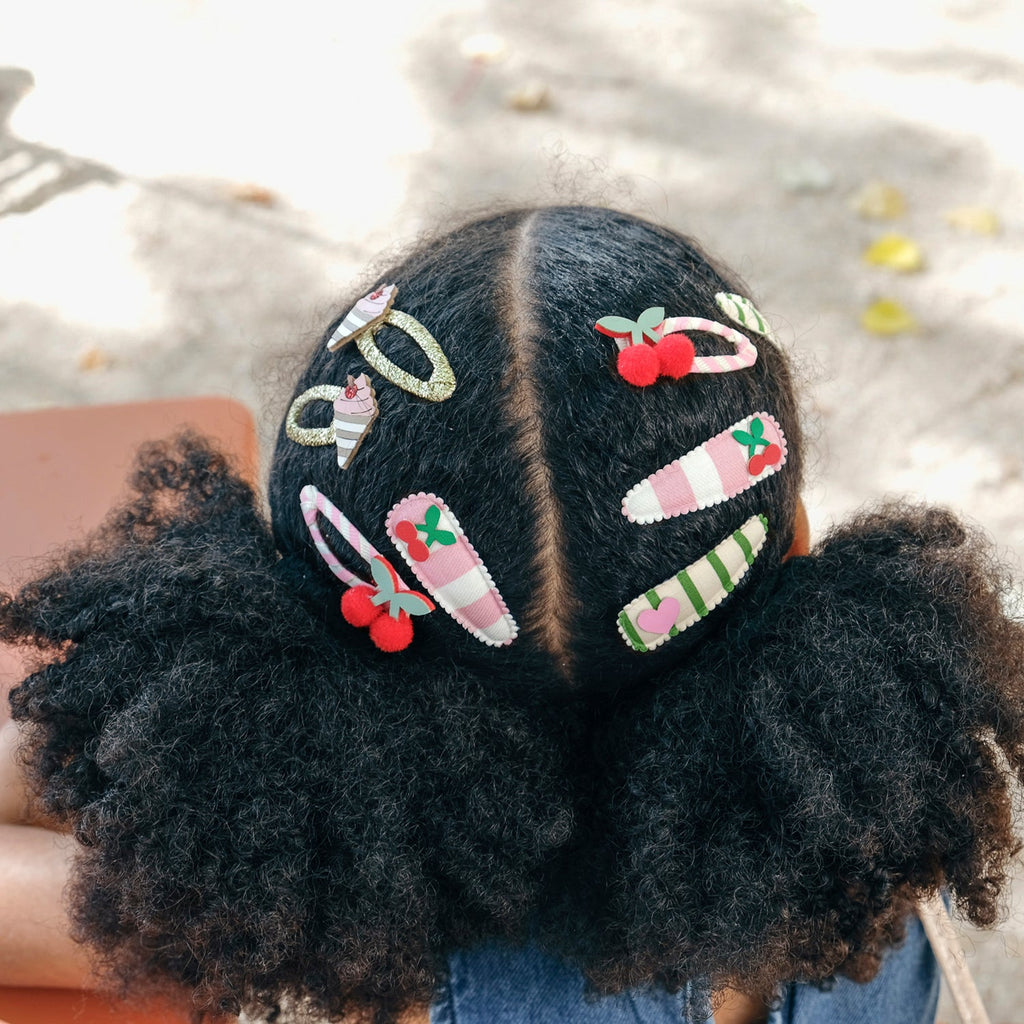 Cherry Kiss Stripy Clips