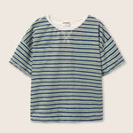 Striped Terry Cloth T-Shirt (Blue Green)