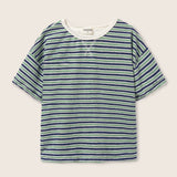 Striped Terry Cloth T-Shirt (Blue Green)
