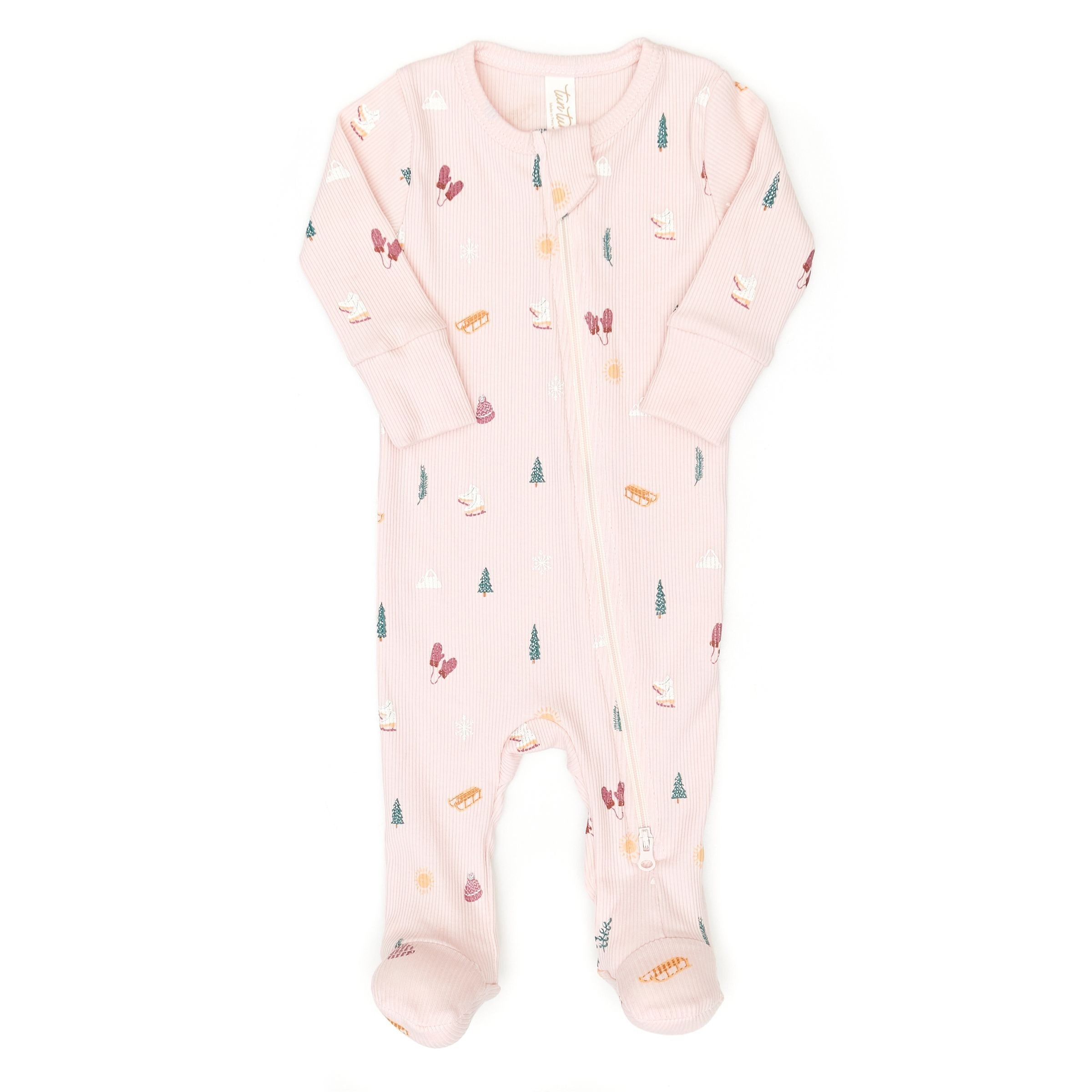 Double Way Zip Ribbed Footie (Rose Winter)