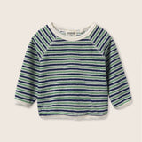 Striped Terry Cloth Sweatshirt (Blue Green)