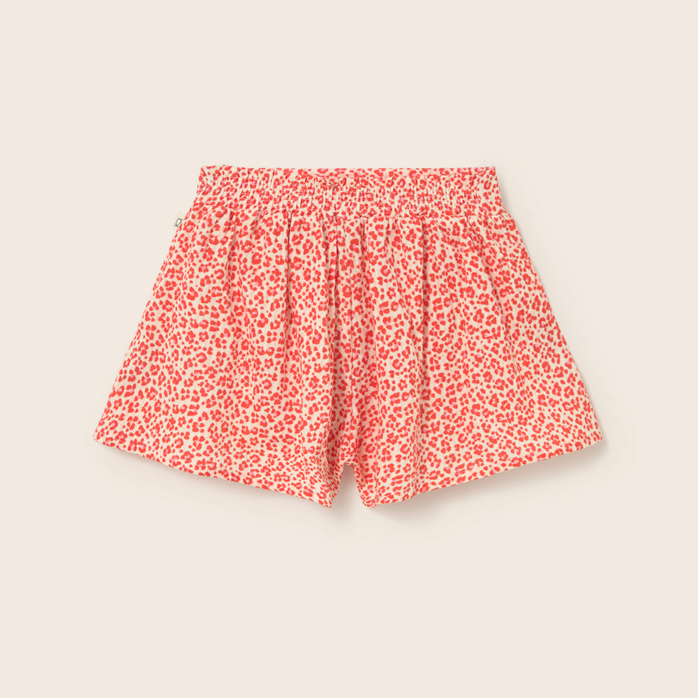Animal Print Cotton Shorts (Tomato)