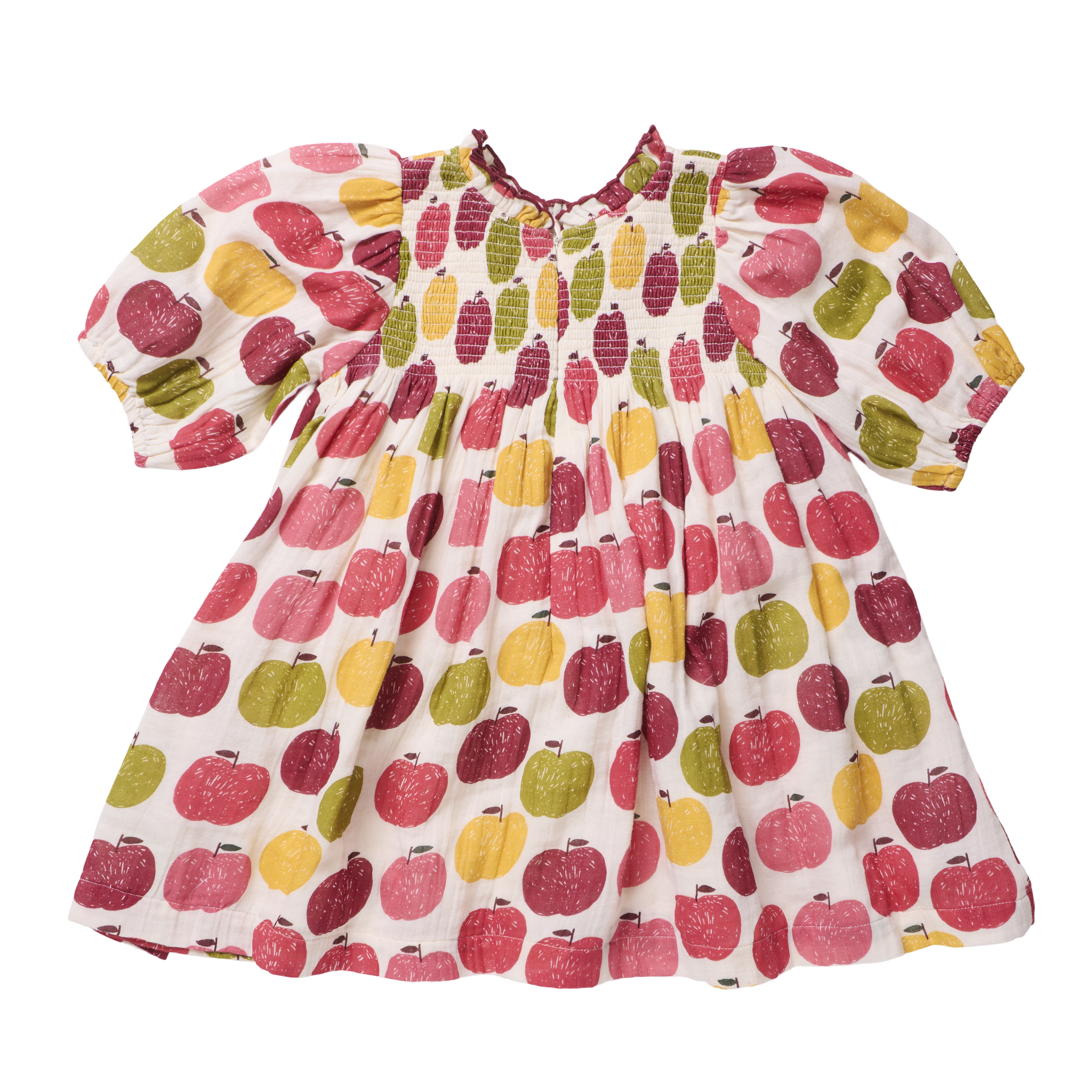 Girls Puff Sleeve Stevie (Pink Delicious Apples)