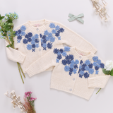 Baby Girls Blossom Sweater (Blue Embroidery Flowers)