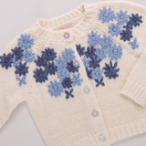 Girls Blossom Sweater (Blue Embroidery Flowers)