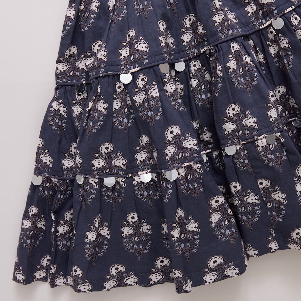 Girls Peachy Dress (Navy Strawflower)
