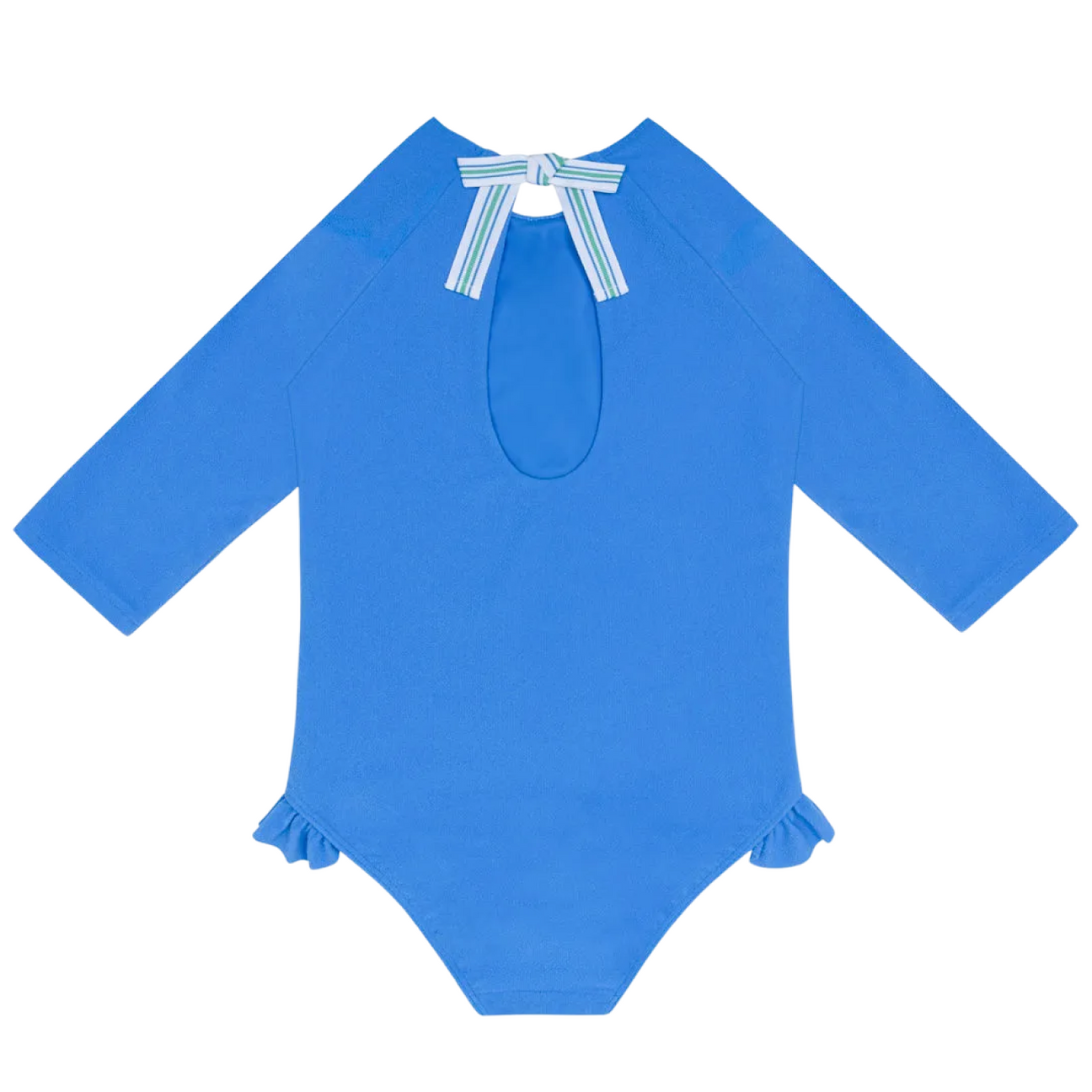Girls Terry Quarter Sleeve Rashguard One Piece (Deep Sea Blue)