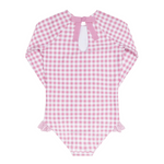 Girls Rashguard One Piece (Blush Gingham)