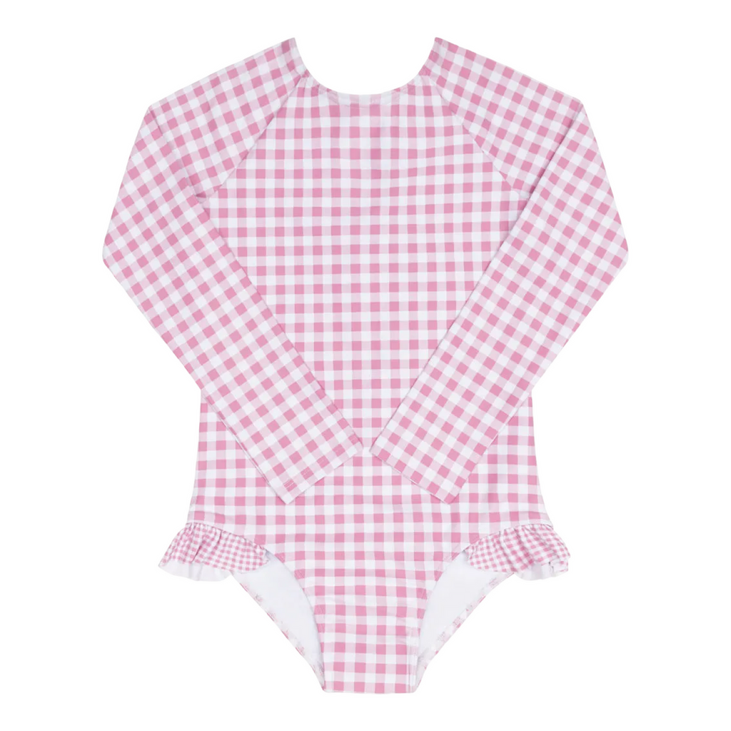 Girls Rashguard One Piece (Blush Gingham)