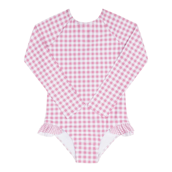 Girls Rashguard One Piece (Blush Gingham)