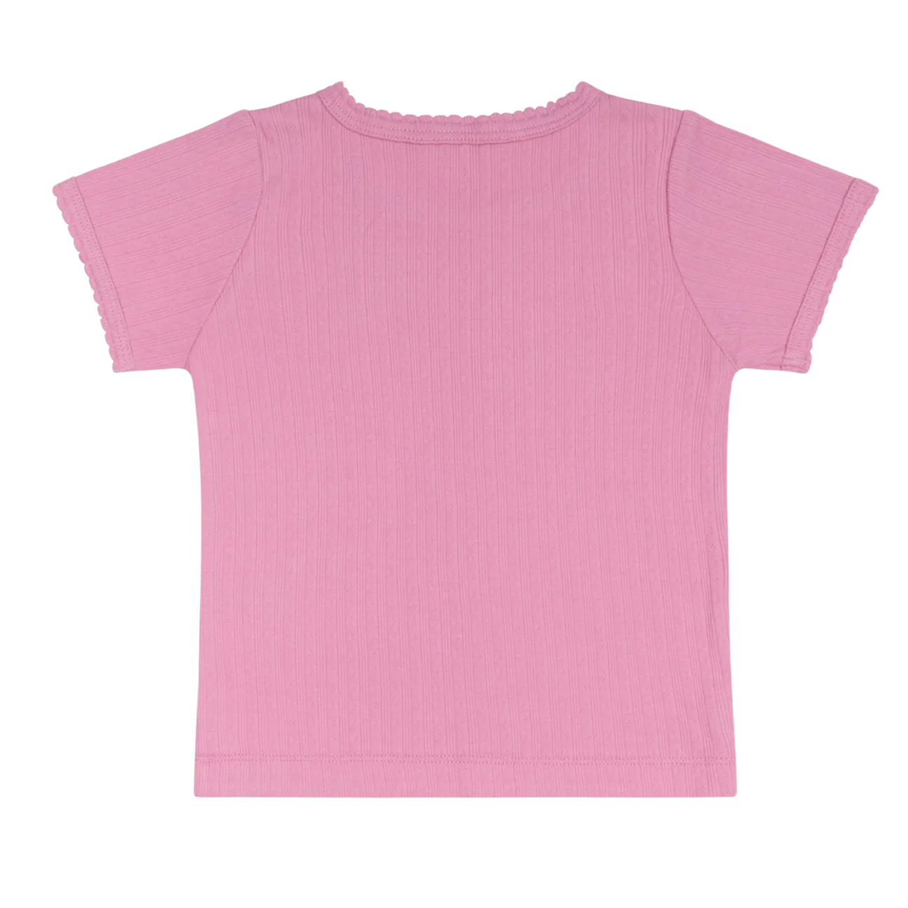 Girls Pointelle Puff Sleeve Shirt (Blush)
