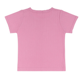 Girls Pointelle Puff Sleeve Shirt (Blush)