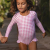 Girls Rashguard One Piece (Blush Gingham)