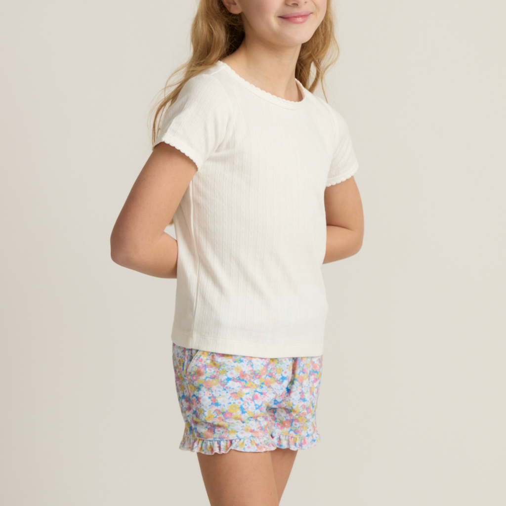Girls French Terry Ruffle Short (Jasmine Blossom)