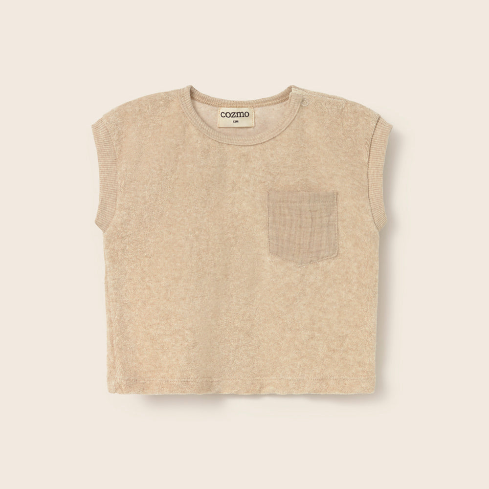 Soft Terry Cloth T-Shirt (Beige Melange)
