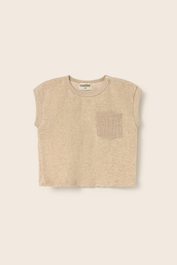 Soft Terry Cloth T-Shirt (Beige Melange)